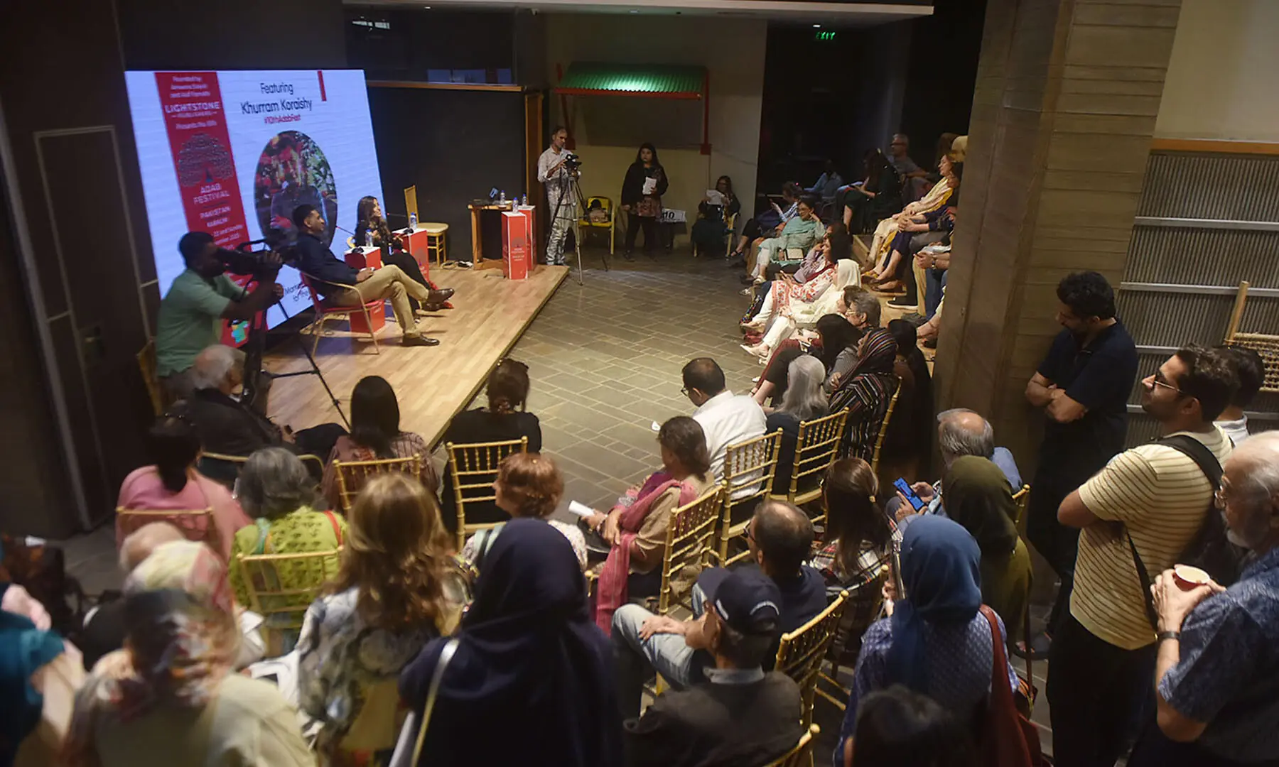 An audience attends a panel discussion with Khurram Karaishy at the Adab Festival in Karachi on November 22. — Fahim Siddiqui