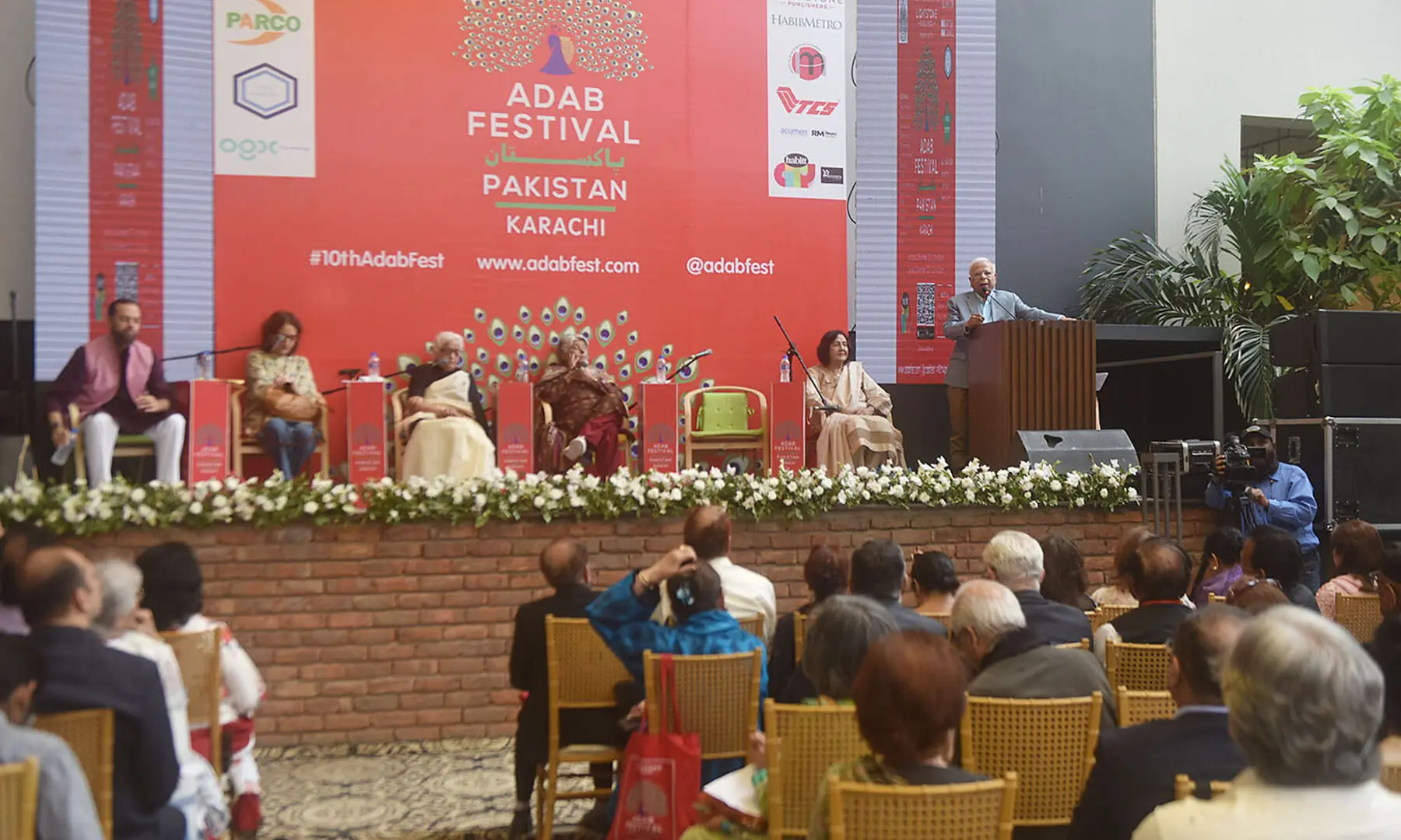 Visitors attend a panel discussion at the Adab Festival in Karachi on November 22. &mdash; Fahim Siddiqui