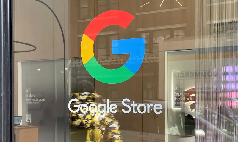 A Google logo is seen outside of the Google Store, where visitors can try phones and other products from the company, in New York City, New York, US on Feb 10, 2022. &mdash; Reuters/File