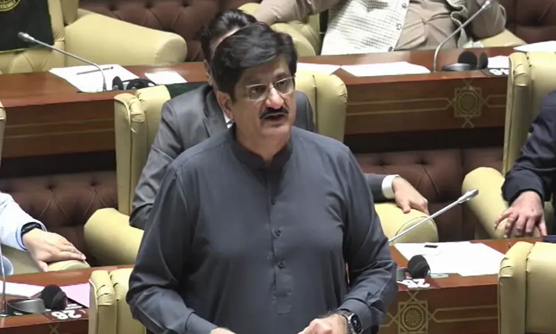 Sindh Chief Minister Syed Murad Ali Shah addresses the Sindh Assembly on Nov 27, 2025. &mdash; DawnNewsTV