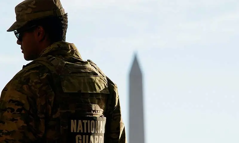 A member of the Louisiana National Guard patrols at the Lincoln Memorial a day after two National Guard members were shot in Washington, DC., the US on November 27. — Reuters