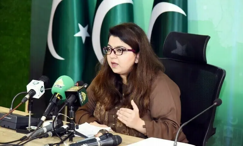 State Minister for Information Technology and Telecommunication Shaza Fatima Khawaja speaks at a press conference in Islamabad on August 18, 2024. &mdash; PID/File