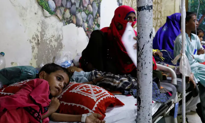 Children suffering from malaria and fever receive medical assistance at Sayed Abdullah Shah Institute of Medical Sciences in Sehwan on September 29, 2022. — Reuters/File Children suffering from malaria and fever receive medical assistance at Sayed Abdullah Shah Institute of Medical Sciences in Sehwan on September 29, 2022. — Reuters/File