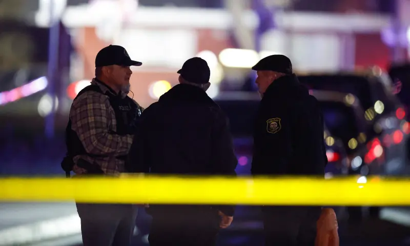 Members of the police work at the scene after several people were shot at a family gathering in Stockton, California, US on November 29, 2025. &mdash; Reuters