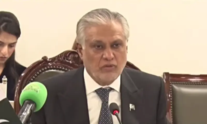 Deputy Prime Minister and Foreign Minister Ishaq Dar addresses a media alongside Egyptian PM Badr Abdelatty (not pictured) in Islamabad on Nov 30, 2025. &mdash; DawnNewsTV