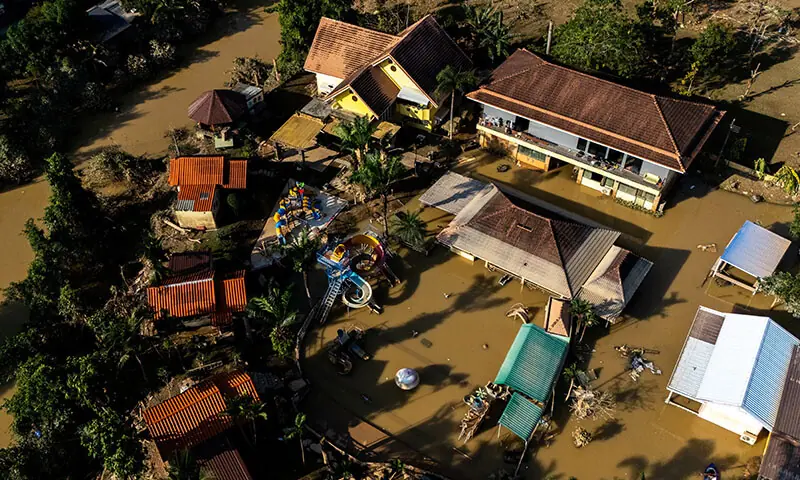 A drone view shows a flooded resort following deadly flooding in the Hat Yai district in Songkhla province, Thailand on November 30. — Reuters