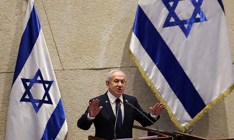 Israeli Prime Minister Benjamin Netanyahu speaks at the plenum of the Knesset, Israel&rsquo;s parliament, in Jerusalem, Israel on November 10. &mdash; Reuters/File