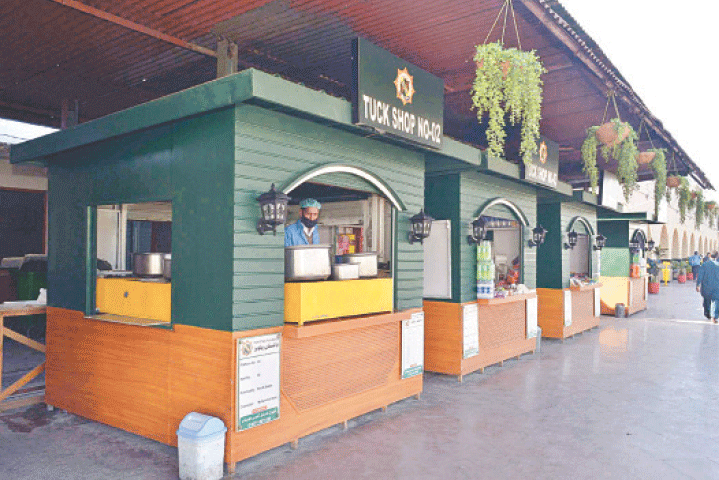 A view of renovated tuck shops at upgraded Rawalpindi Railway Station. — White Star