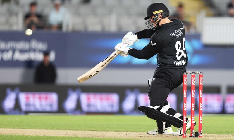 NEW ZEALAND batter Mark Chapman in action during the second T20 International against West Indies at the Eden Park on Thursday.&mdash;AFP