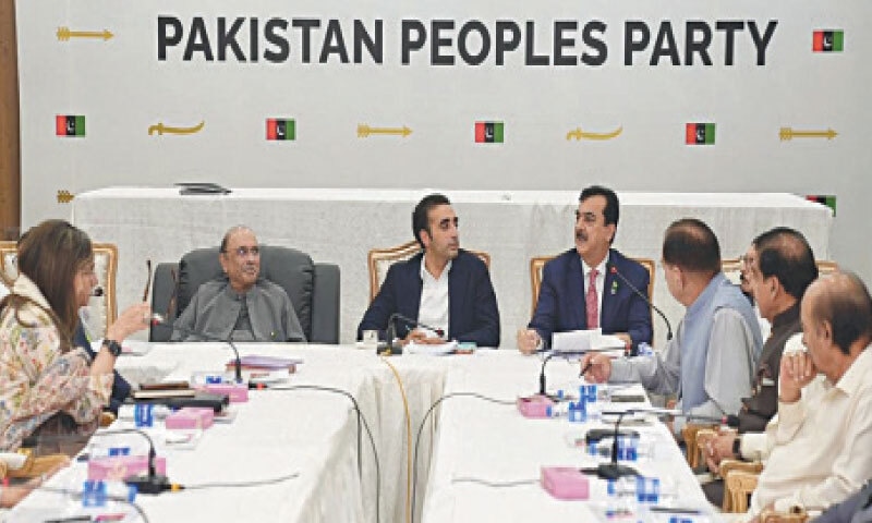 PPP Chairman Bilawal Bhutto-Zardari presides over a meeting of the party’s Central Executive Committee.—White Star PPP Chairman Bilawal Bhutto-Zardari presides over a meeting of the party’s Central Executive Committee.—White Star