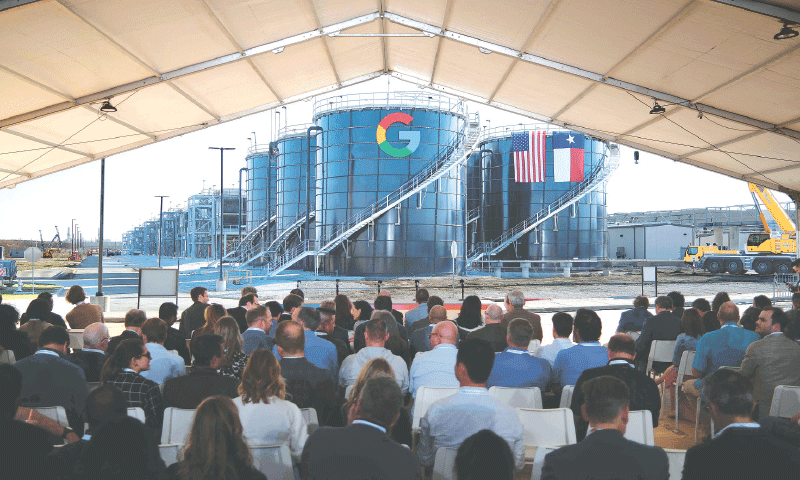 Attendees await the arrival of Texas Gov Greg Abbott and Alphabet and Google CEO Sundar Pichai at the Google Midlothian Data Centre on last week in Midlothian, Texas. Google announced last week that it plans to invest $40bn dollars in new Texas data centres through to 2027.—AFP Attendees await the arrival of Texas Gov Greg Abbott and Alphabet and Google CEO Sundar Pichai at the Google Midlothian Data Centre on last week in Midlothian, Texas. Google announced last week that it plans to invest $40bn dollars in new Texas data centres through to 2027.—AFP