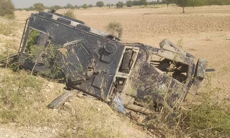 Police APC after IED explosion in Dera Ismail Khan.&mdash;Photo By Muhammad Irfan Mughal