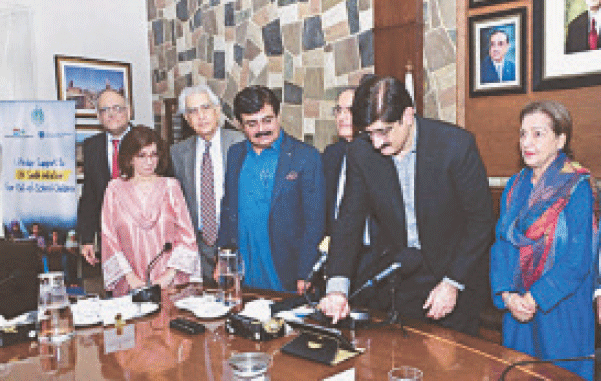  Chief Minister Murad Ali Shah inaugurates, alongside others, the 100 Digital Micro-Schools project.&mdash;Dawn 