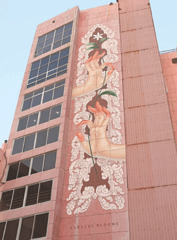 A view of the mural &lsquo;Karachi Blooms&rsquo;.&mdash;Dawn