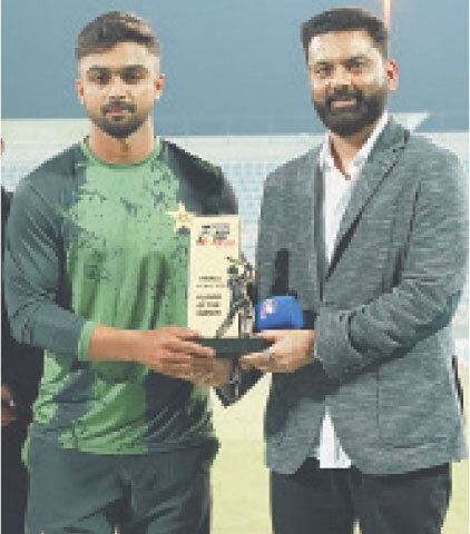 AHMED Daniyal collects the Man of the Match award. &mdash; Courtesy ACC