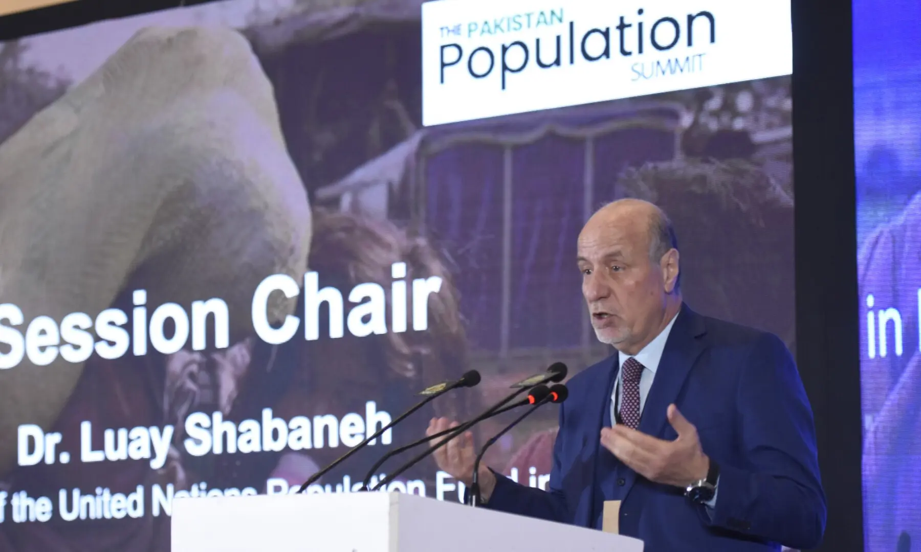 Dr Luay Shabaneh, representative of the United Nations Population Fund (UNFPA) in Pakistan, speaks at the summit. — Tanveer Shahzad/White Star