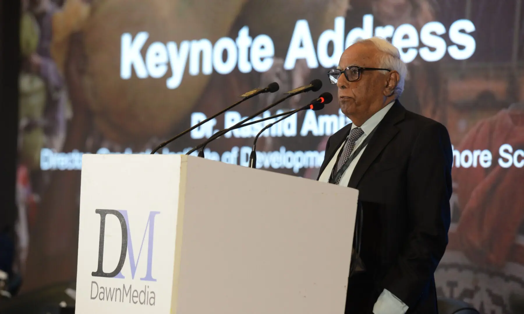 Dr Rashid Amjad speaks at the summit. — Mohammad Asim/White Star