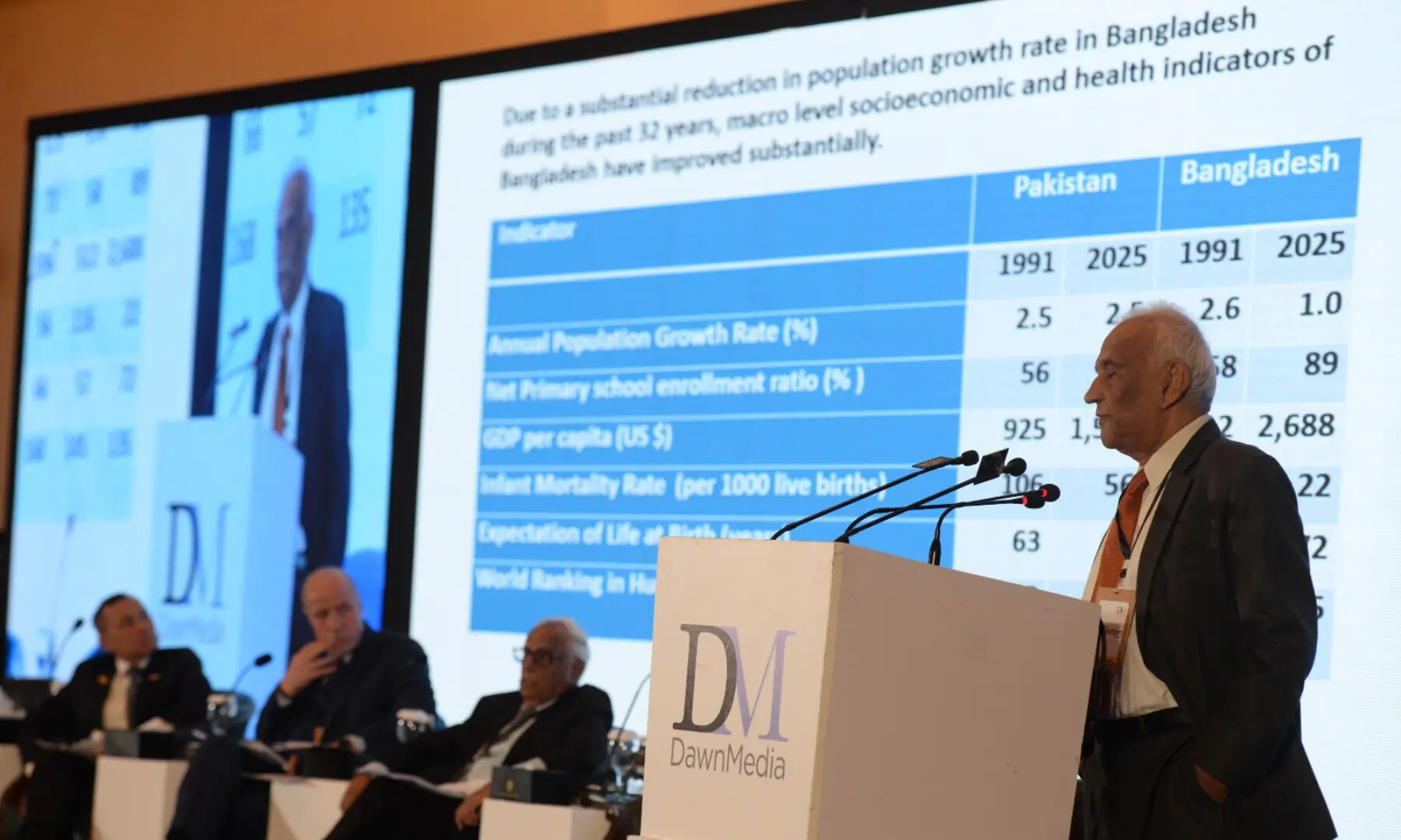 Professor Mehtab S. Karim speaks at the summit. — Mohammad Asim/White Star