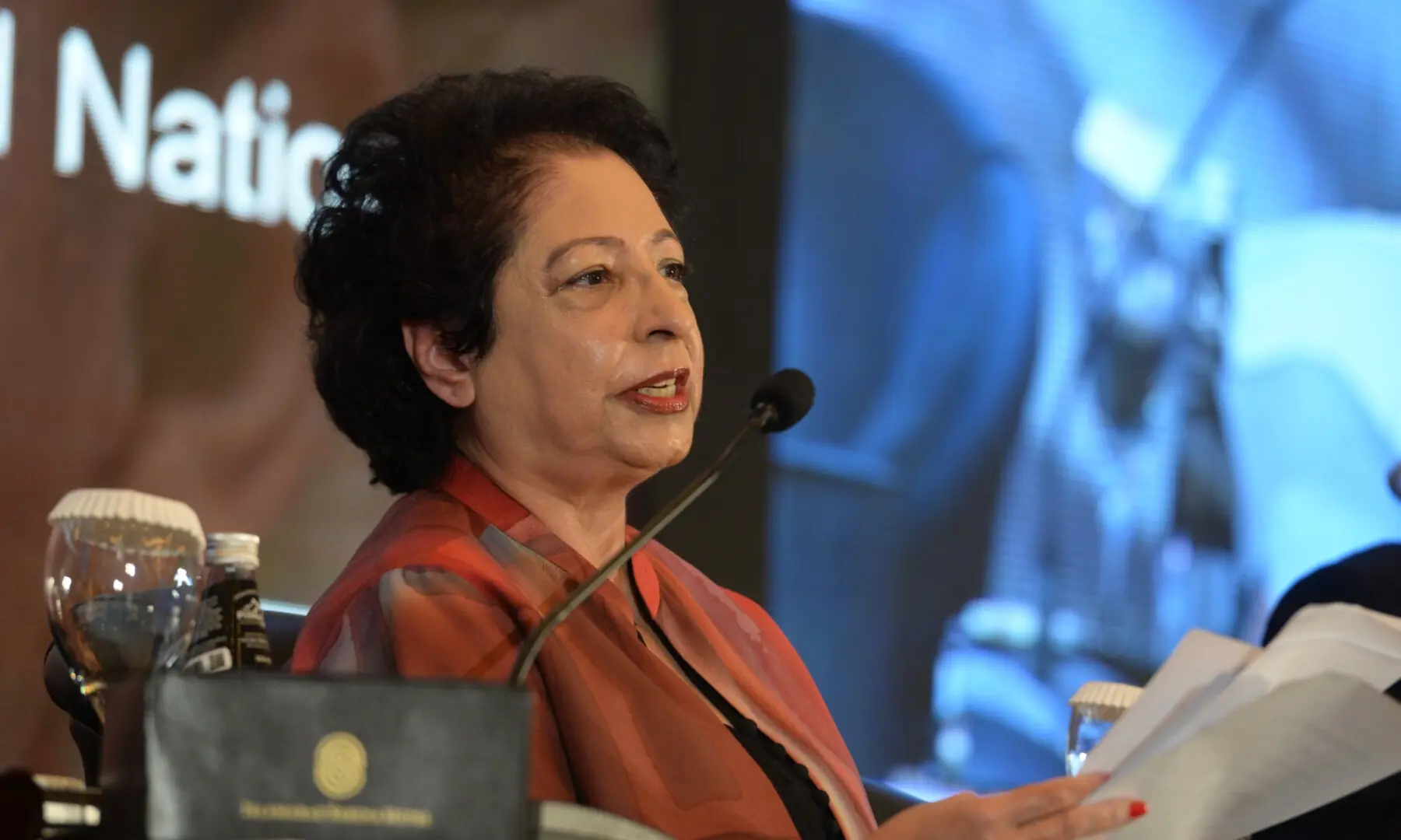 Maleeha Lodhi speaks at the summit. — Mohammad Asim/White Star