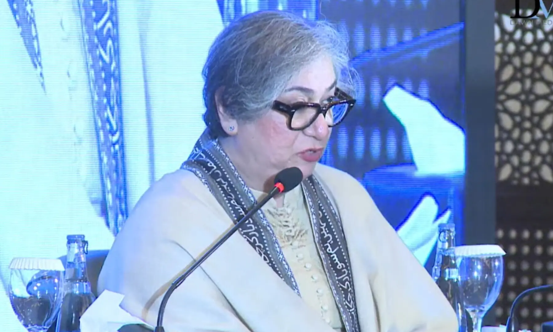 NCSW head Umme Laila Azhar speaks at the summit. — screengrab via DawnNews English YouTube