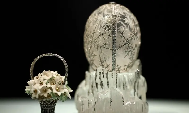 &lsquo;The Winter Egg&rsquo; by Faberg&eacute;, which was commissioned by former Russian emperor Nicholas II as an Easter gift to his mother in 1913, is displayed during a media preview by auction house Christie&rsquo;s in central London on November 27, 2025. &mdash; AFP