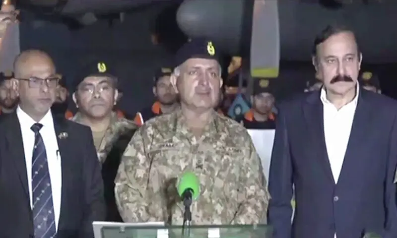 NDMA Chairman Lt Gen Inam Haider Malik gives a press conference in Islamabad on December 3. &mdash; DawnNewsTV