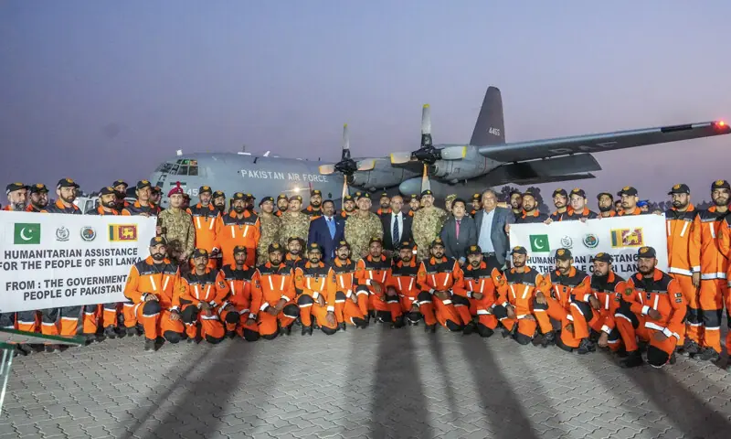 An urban search and rescue team photographed in Islamabad before departing for Sri Lanka on Dec 3. &mdash; TariqFazal Chaudhry/X