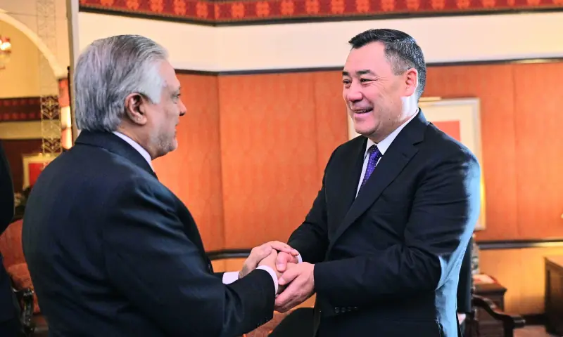 Kyrgyz President Sadyr Zhaparov meets Deputy Prime Minister Ishaq Dar in Islamabad on December 4. — ForeignOfficePk via X Kyrgyz President Sadyr Zhaparov meets Deputy Prime Minister Ishaq Dar in Islamabad on December 4. — ForeignOfficePk via X