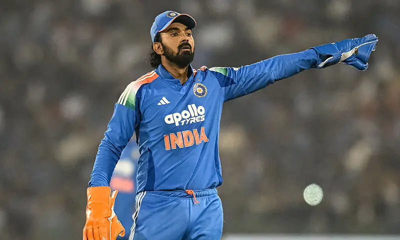 India&rsquo;s captain KL Rahul adjusts the field during the second One-day International against South Africa in Raipur on December 3, 2025.&mdash;AFP