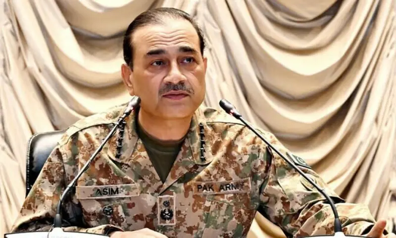 Chief of Army Staff (COAS) Field Marshal Syed Asim Munir addresses graduating officers in Islamabad on July 7, 2025. &mdash; DawnNewsTV/File