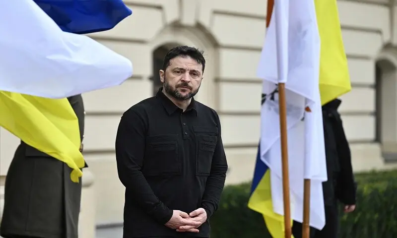 President of Ukraine Volodymyr Zelensky looks on before his meeting with President of Cyprus in Kyiv on December 4, 2025. &mdash;AFP