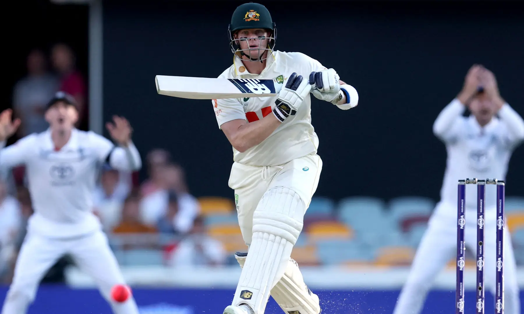 Australia&rsquo;s Steve Smith hits a shot on day two of the second Ashes cricket Test match between Australia and England at The Gabba in Brisbane on December 5, 2025. &mdash; AFP