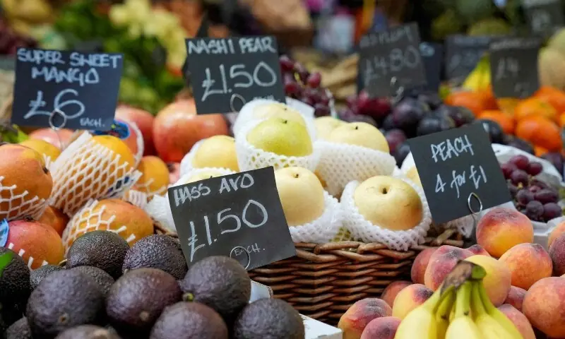 Prices of food are displayed at the Borough Market in London, Britain on May 22, 2024. — Reuters/File Prices of food are displayed at the Borough Market in London, Britain on May 22, 2024. — Reuters/File