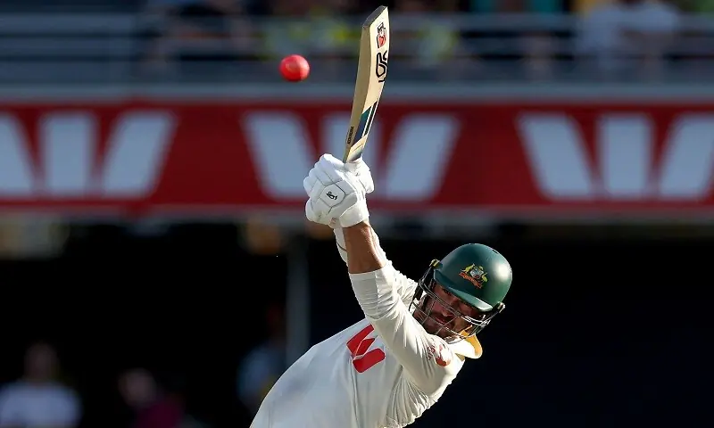 Australia’s Mitchell Starc hits out on day three of the second Ashes Test against England at The Gabba in Brisbane on December 6, 2025.—AFP Australia’s Mitchell Starc hits out on day three of the second Ashes Test against England at The Gabba in Brisbane on December 6, 2025.—AFP
