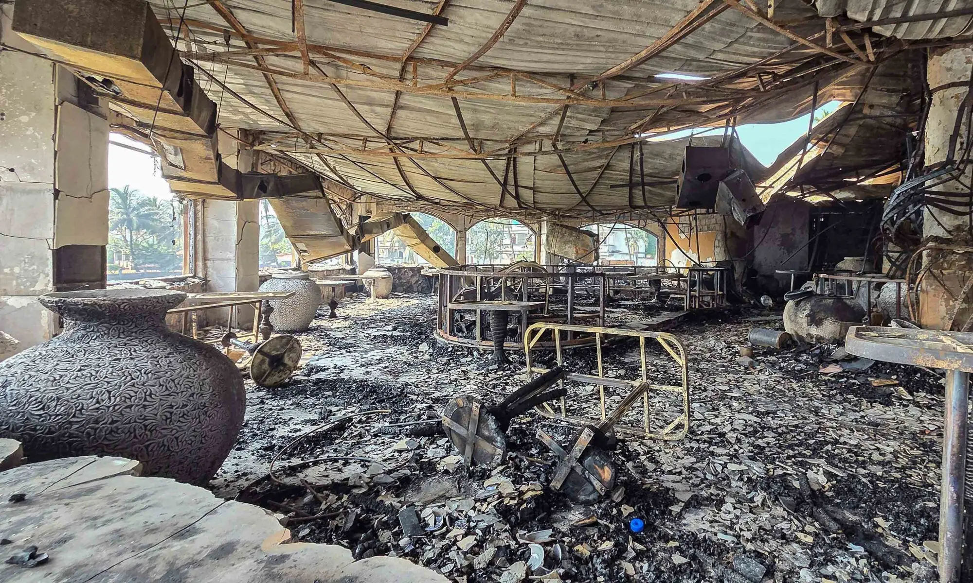 A burned-out interior is seen inside the Birch nightclub. &mdash;AFP