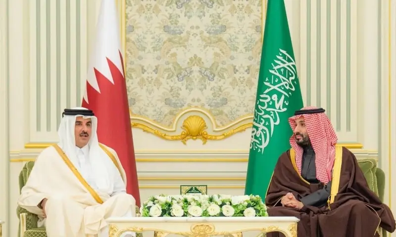 Qatar’s Emir Sheikh Tamim bin Hamad Al Thani and Saudi Crown Prince Mohammed bin Salman hold a discussion in Riyadh, Saudi Arabia on December 8. — X/@Spa_Eng Qatar’s Emir Sheikh Tamim bin Hamad Al Thani and Saudi Crown Prince Mohammed bin Salman hold a discussion in Riyadh, Saudi Arabia on December 8. — X/@Spa_Eng