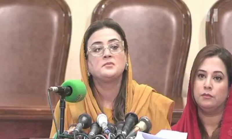 Punjab Information Minister Azma Bokhari addresses a press conference on December 9. &mdash; DawnNewsTV