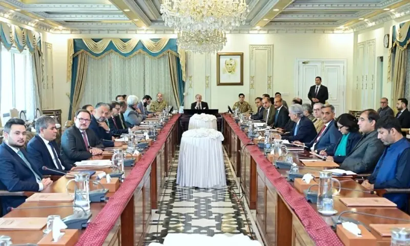 Prime Minister Shehbaz Sharif chairs a weekly meeting regarding matters related to the Federal Board of Revenue in Islamabad on Dec 11. &mdash; Photo courtesy PID