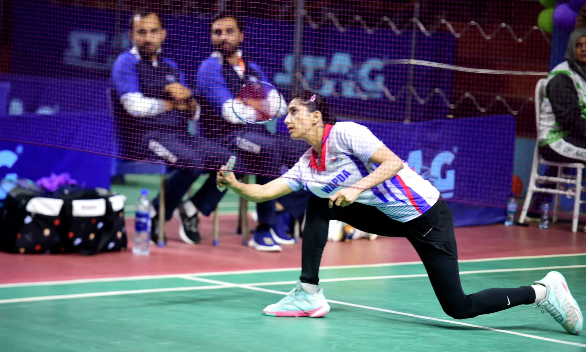 Wapda&rsquo;s Mahoor Shahzad in action during the National Games women&rsquo;s singles badminton final at the Nazimabad Sports Club in Karachi on December 12, 2025.&mdash;Tahir Jamal/White Star
