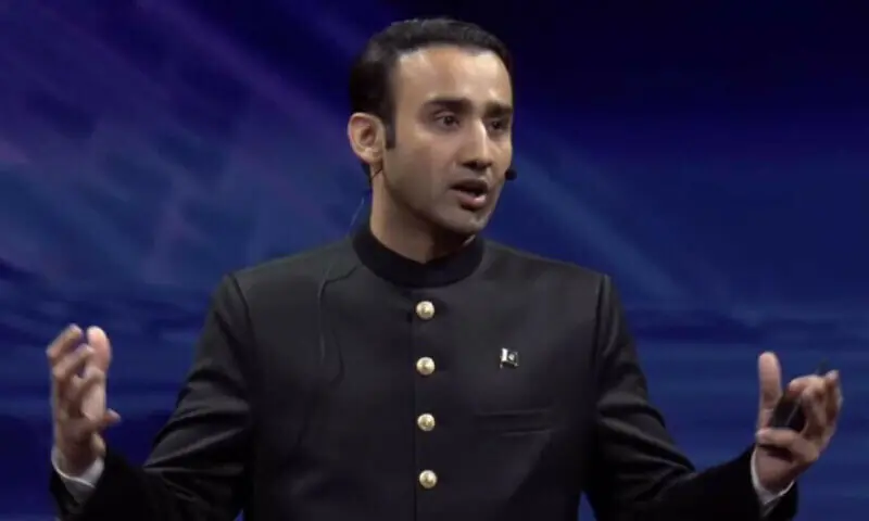 Bilal Bin Saqib delivers a keynote address at the Bitcoin Vegas 2025 conference in Las Vegas on May 29. — Office of SAPM/ File Bilal Bin Saqib delivers a keynote address at the Bitcoin Vegas 2025 conference in Las Vegas on May 29. — Office of SAPM/ File