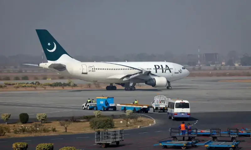 A Pakistan International Airlines plane prepares to take-off at Alama Iqbal International Airport in Lahore, on February 1, 2012. &mdash; Reuters/File