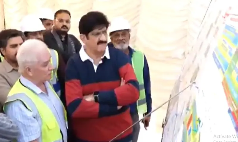 Sindh Chief Minister Syed Murad Ali Shah on Sunday inspected the long-delayed Bus Rapid Transit (BRT) Red Line project. &mdash; Screenshot via video posted by SindhCMHouse/X