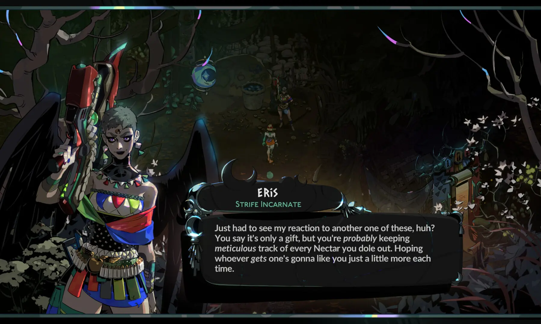 Eris correctly identifies the game&rsquo;s primary affection mechanic. &mdash; screengrab by author