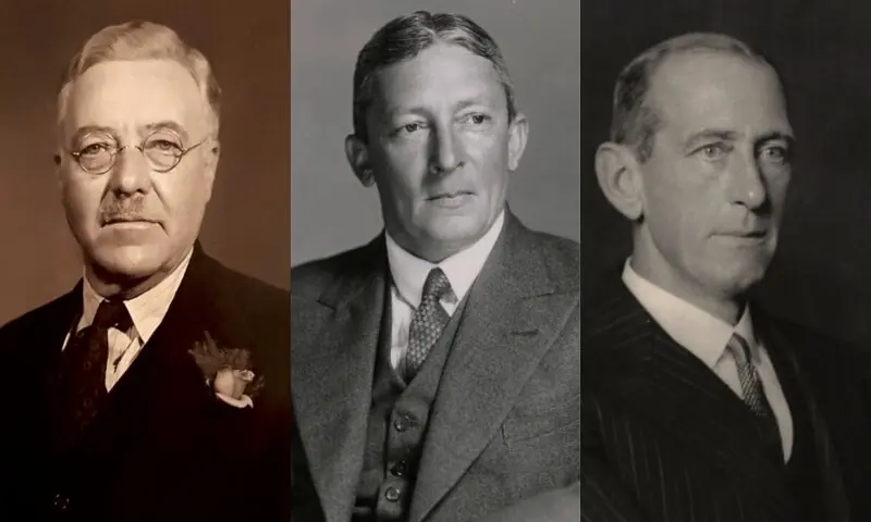 Sir Francis Mudie (L), Sir Hugh Dow (C) and Sir Lancelot Graham (R).