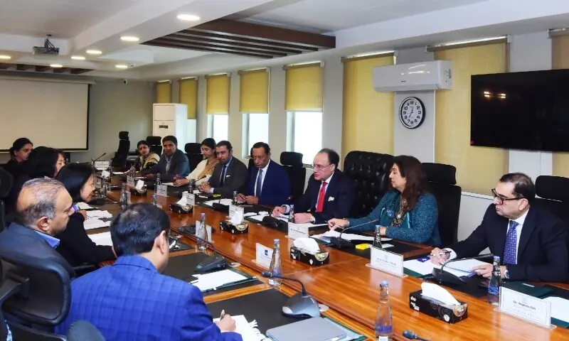 Finance Minister Muhammad Aurangzeb met a high-level Asian Development Bank delegation at the Finance Division in Islamabad on Monday. — Photo courtesy PID Finance Minister Muhammad Aurangzeb met a high-level Asian Development Bank delegation at the Finance Division in Islamabad on Monday. — Photo courtesy PID