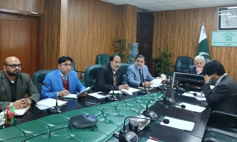 Federal Minister for National Food Security and Research Rana Tanveer Hussain chairs the first meeting of the National Wheat Oversight Committee under the Interim National Wheat Policy 2025-26, in Islamabad on December 15. &mdash; PID