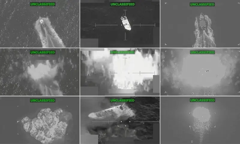 This combination screen grabs from a video posted by US Southern Command (Southcom) X account on December 15, 2025. — AFP This combination screen grabs from a video posted by US Southern Command (Southcom) X account on December 15, 2025. — AFP