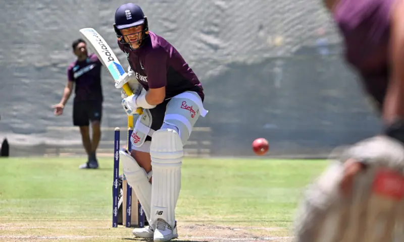 England&rsquo;s Joe Root bats in the nets during a training session ahead of the third Ashes cricket Test match against Australia, at the Adelaide Oval in Adelaide on December 16, 2025. &mdash; AFP