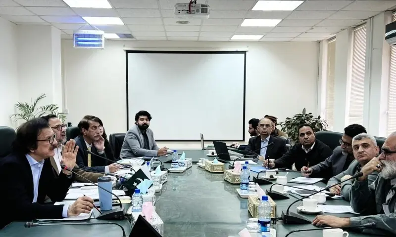 Haroon Akhtar Khan chairs a meeting to finalise the National Gemstones policy. &mdash; Photo courtesy Ministry of Industries & Production/X