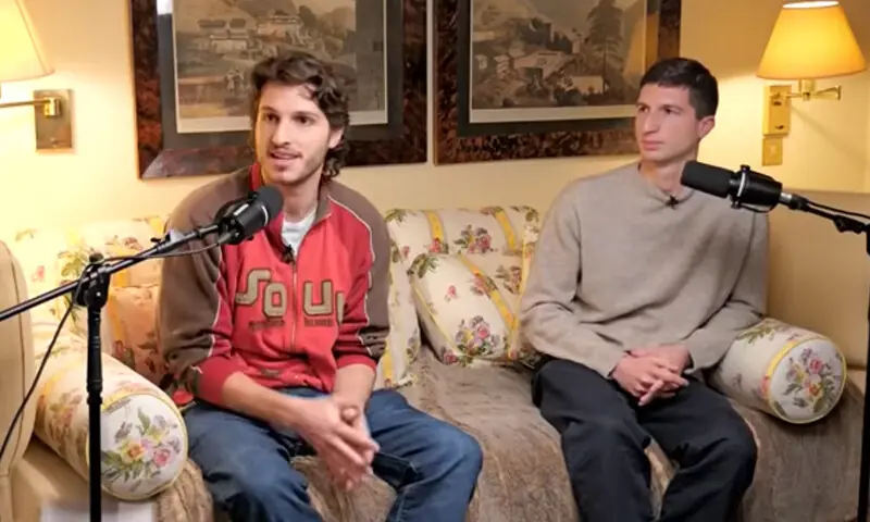 PTI founder Imran Khan&rsquo;s sons, Kasim Khan (L) and Suleiman Khan, during a interview with Yalda Hakim for Sky News. &mdash; Screengrab via Sky News/ YouTube